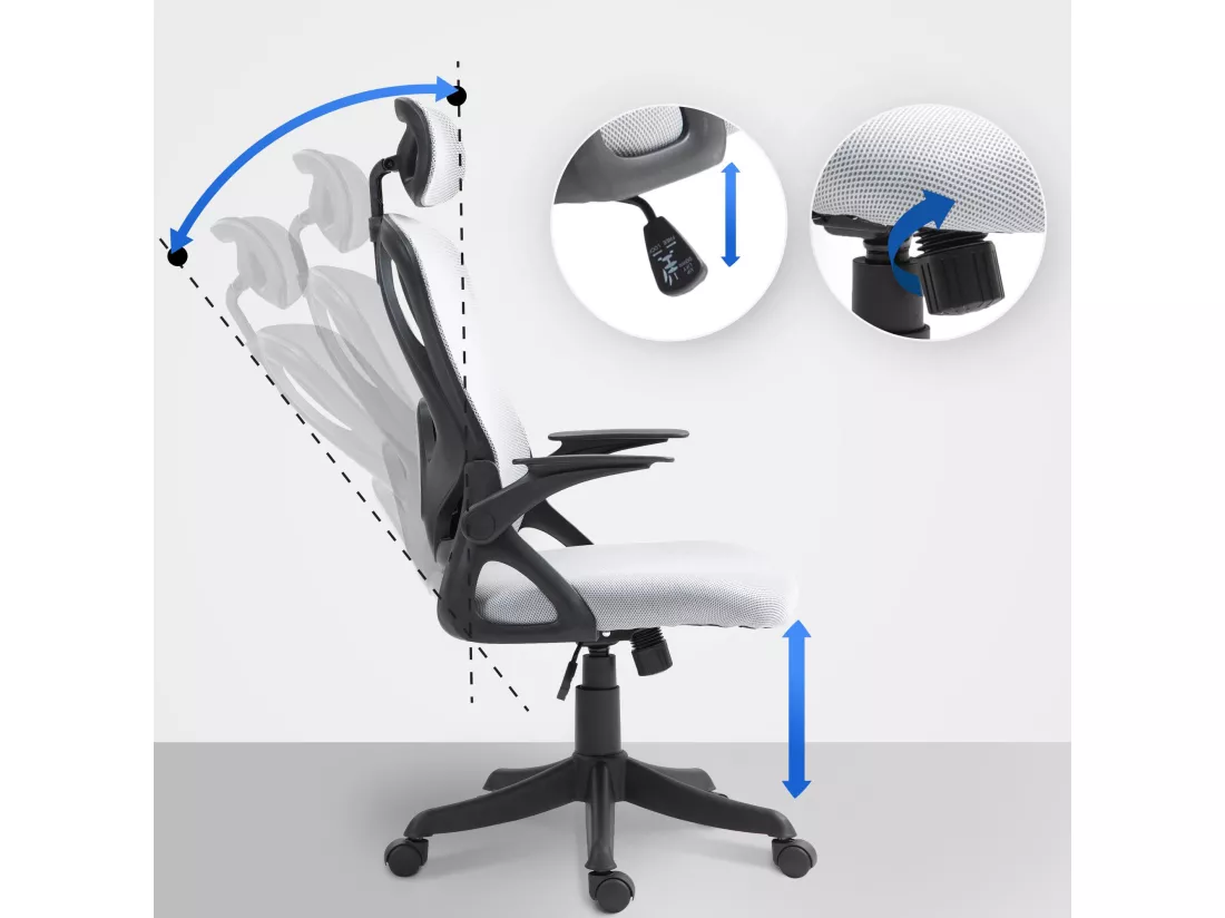 Chaise de bureau - Tissu & Plastique - Gris - Taos