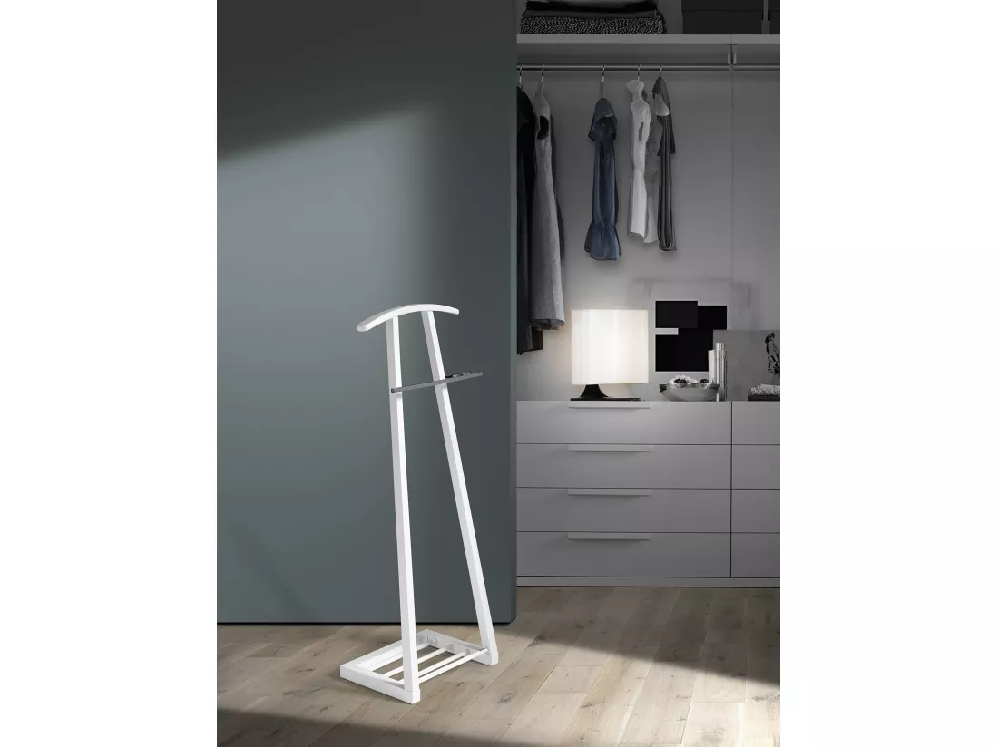 Valet de nuit - H111cm x L46cm x P29cm - hêtre massif blanc - Zeta