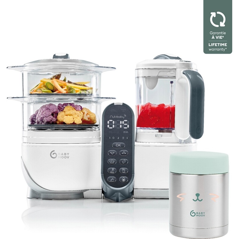 Robot préparation bébé Babymoov Bundle Nutribaby Plus White + 1 inox container ISY