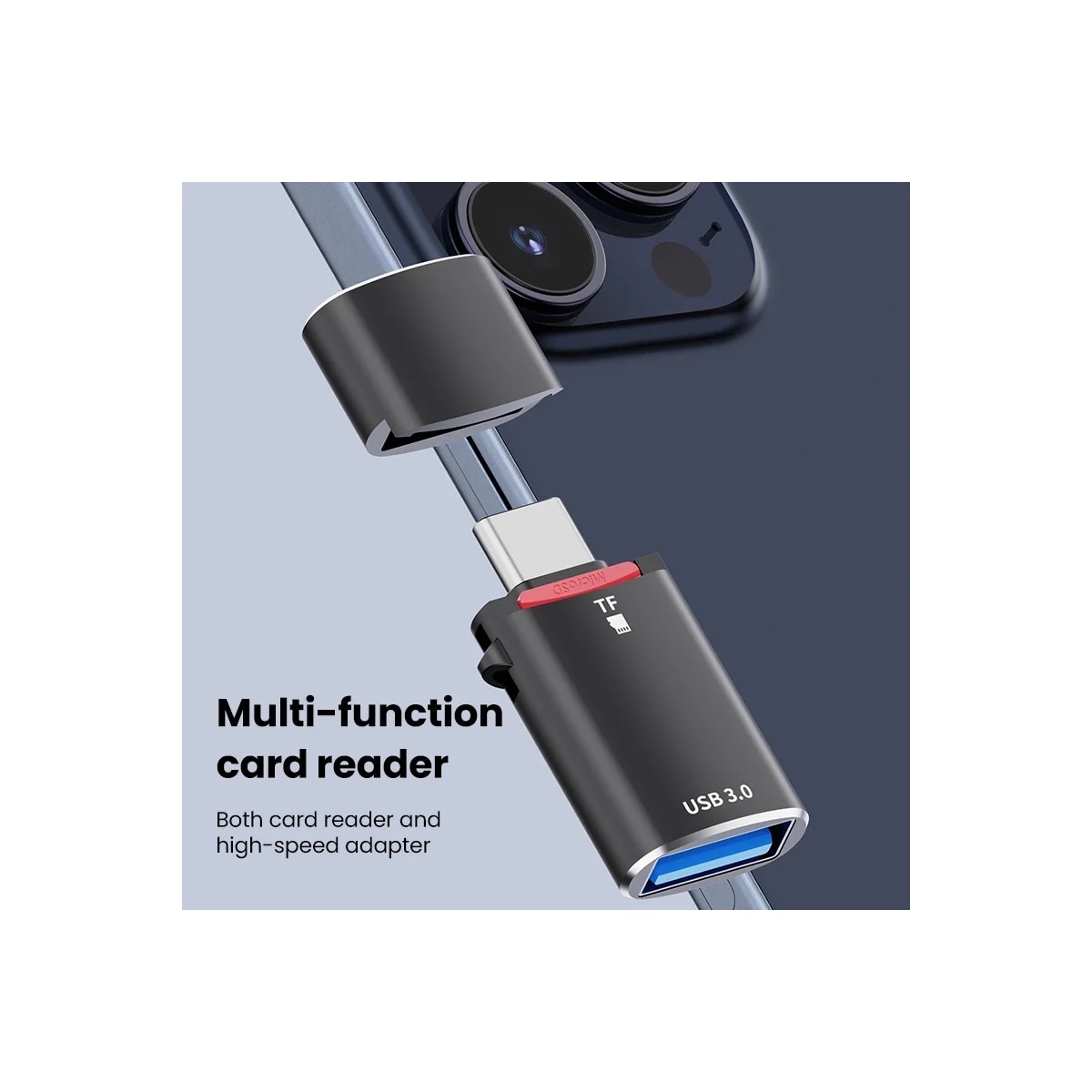NÖRDIC USB-C 3.0-kortleser og OTG-adapter MicroSD, 1xUSB-A UHS-I