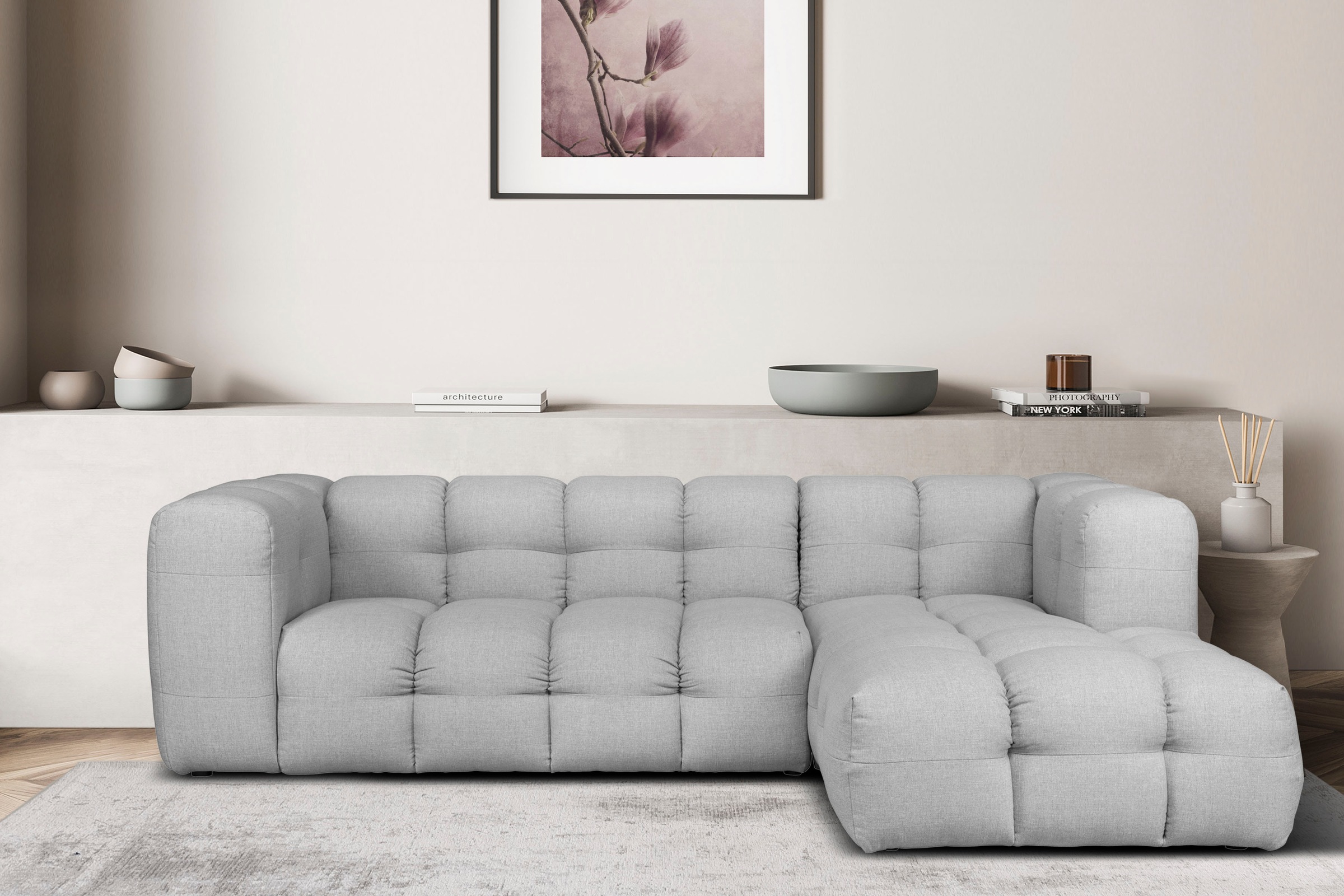 LeGer Home by Lena Gercke Ecksofa »TALISHA L-Form Designersofa, moderne Steppung, B/T/H: 276/178/75 cm« aufwendig gepolstert, hoher Sitzkomfort