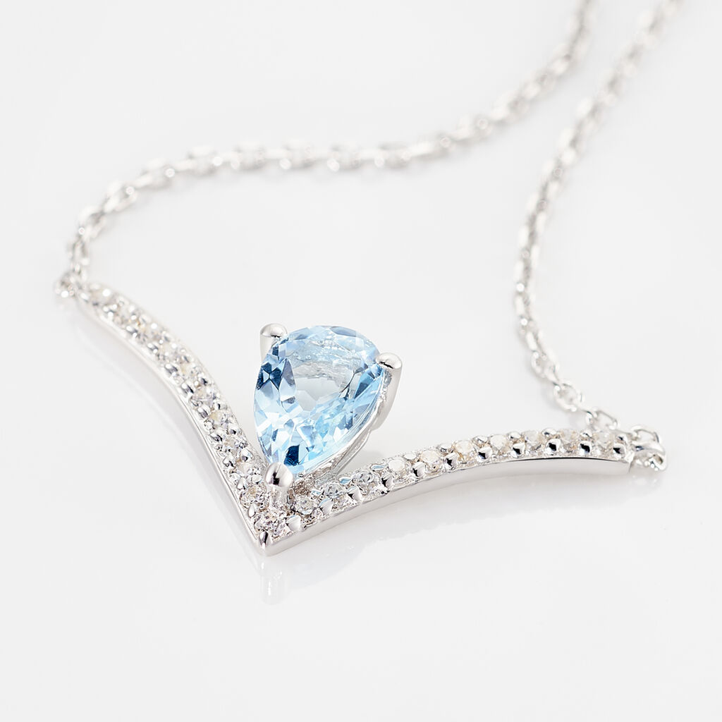 Collier Marlene Or Blanc Topaze Et Oxyde De Zirconium