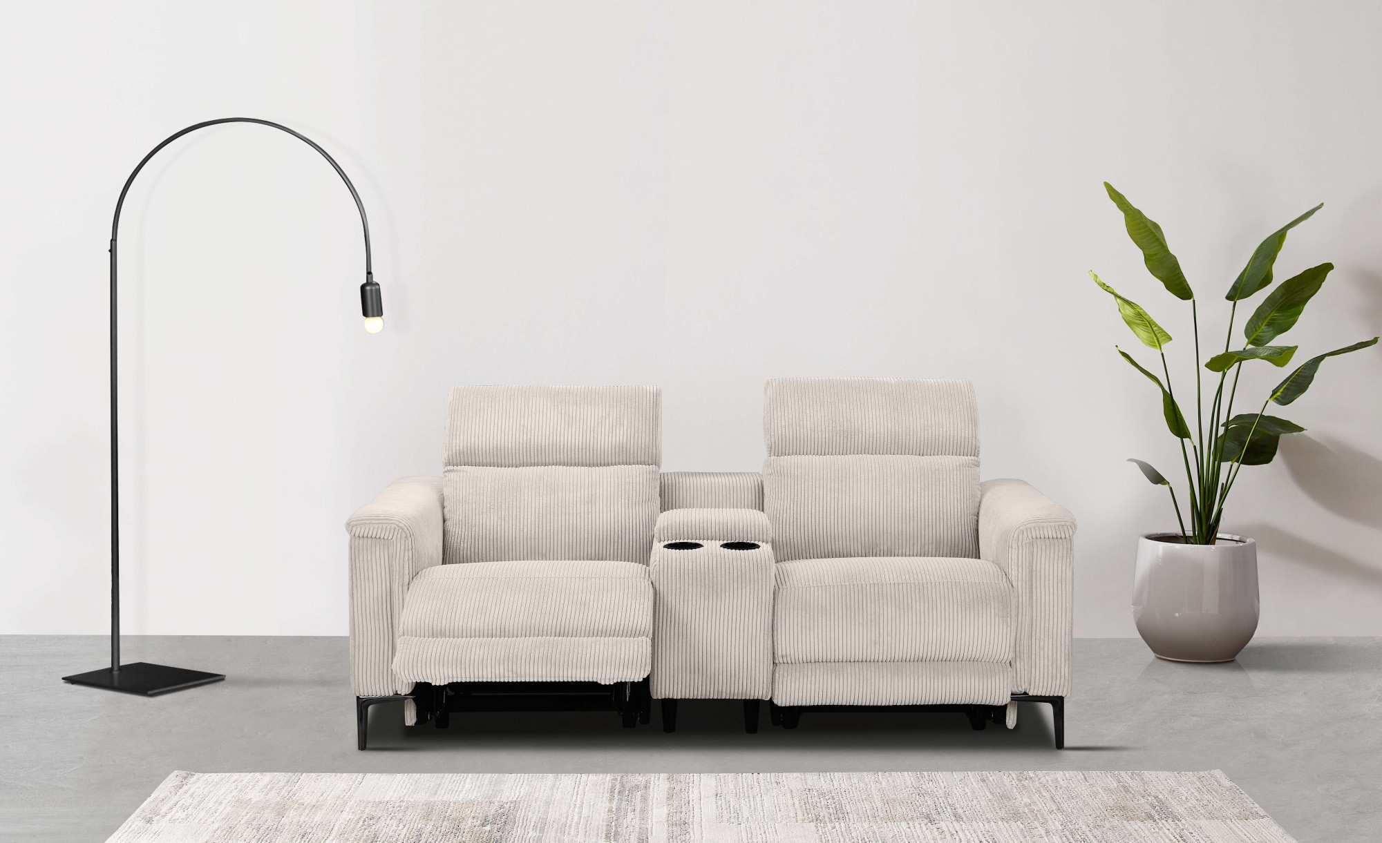 Home affaire 2-Sitzer »Lund in Cord, 2er-Kinosofa, TV-Sessel, Multimedia-Sofa, USB-A,« m. elektrischer o. manueller Relaxfunktion, Getränkehalter u. Staufach