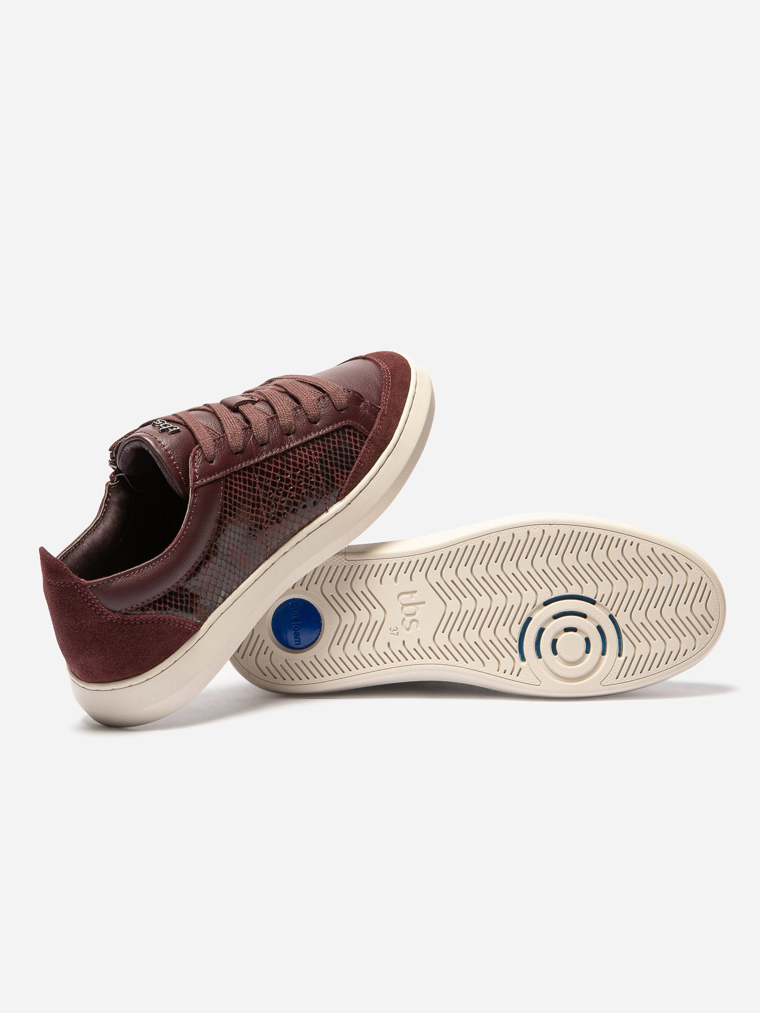 Baskets Femme Confort Purefoam Zippées Cuir Prune