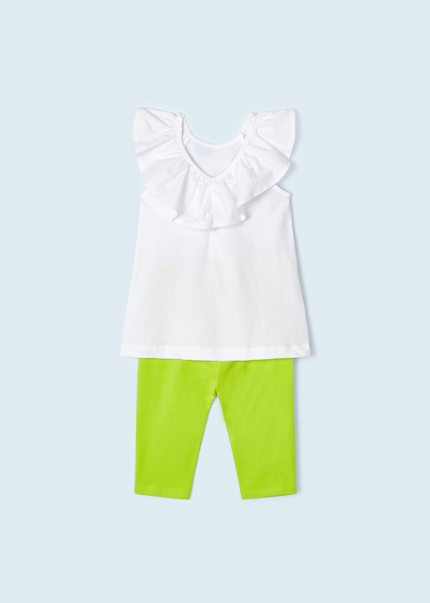 Conjunto de duas peças com calça legging capri de algodão para meninas