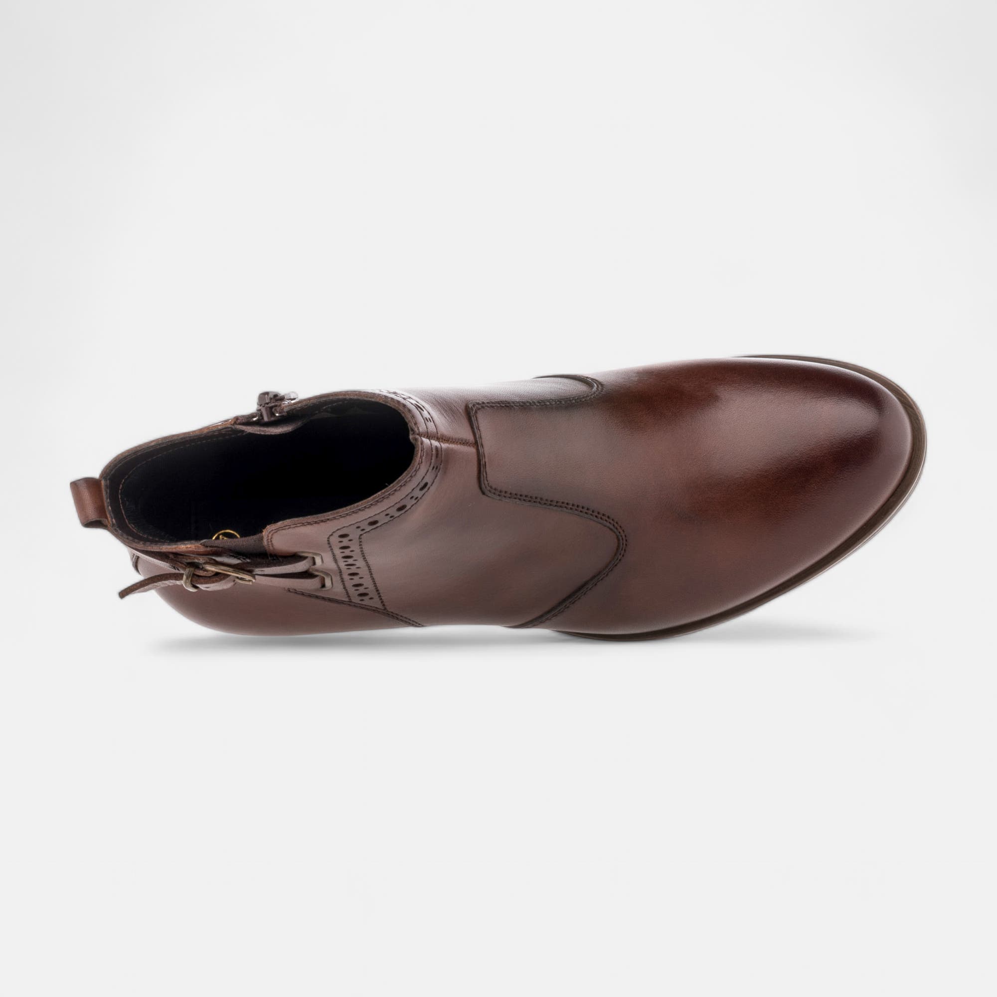 Bottines à talon Femme en cuir cognac