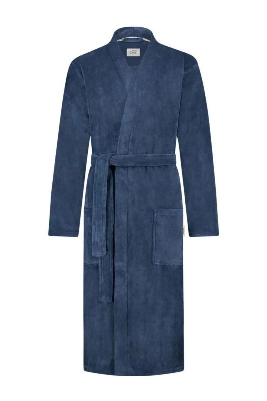 Ten Cate Heren Badjas Fleece Dark Denim M 1 Stuk