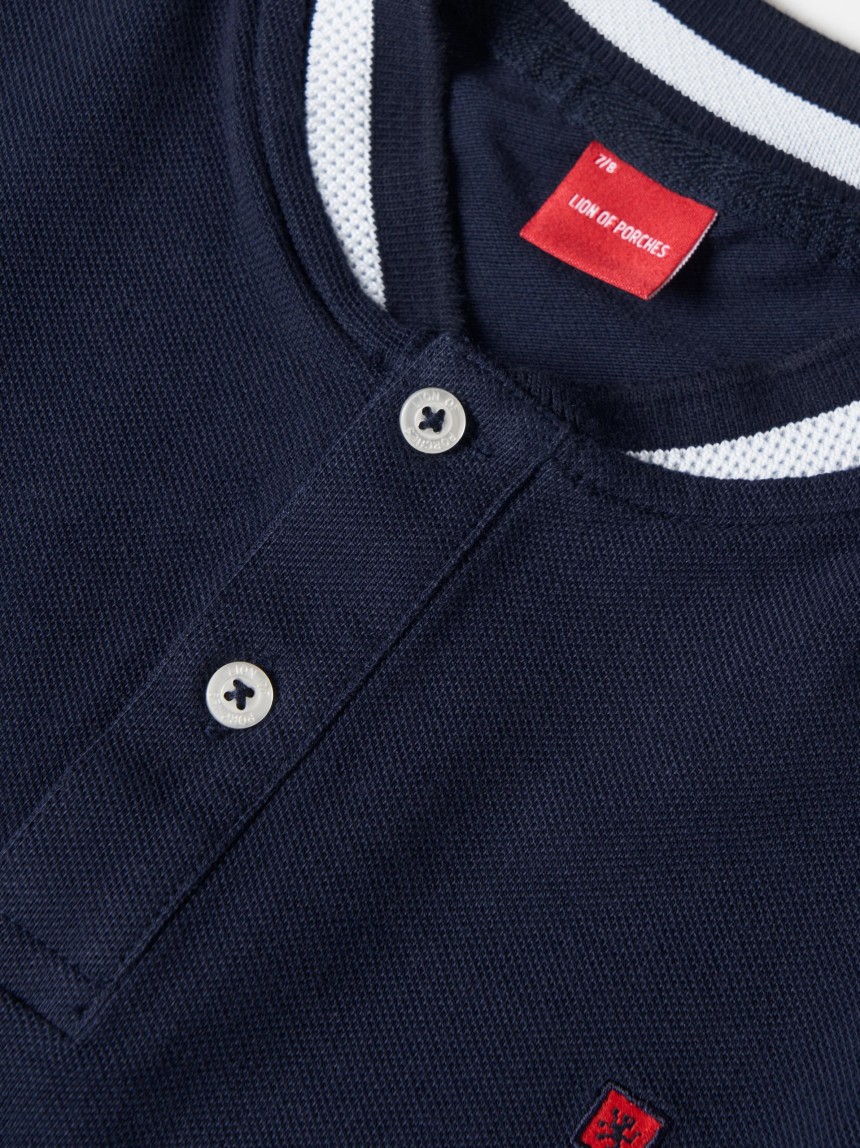 Polo piqué bicolor de algodão