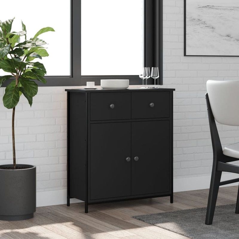 vidaXL - Dressoir - Zwart - Bewerkt Hout - 70x30x80 cm