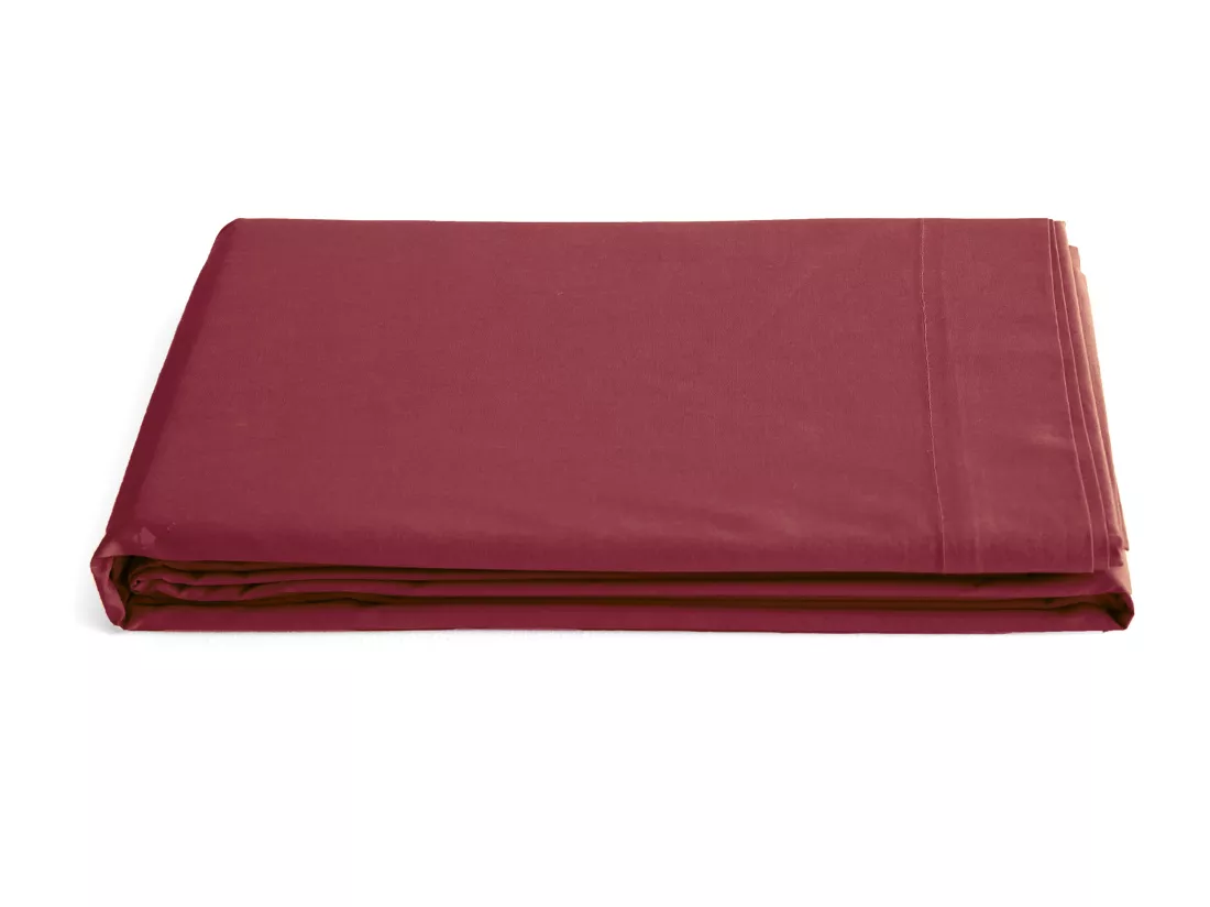 Drap plat pour lit 270x300 cm percale de coton MANOIR rouge Carmin