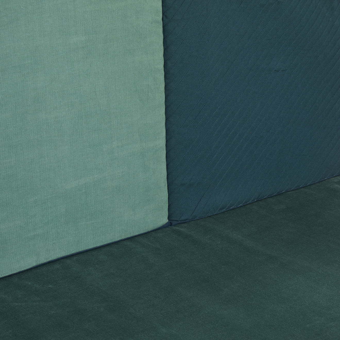 Airdeje Banquette en Velours Patch bleu canard - 110x60 cm