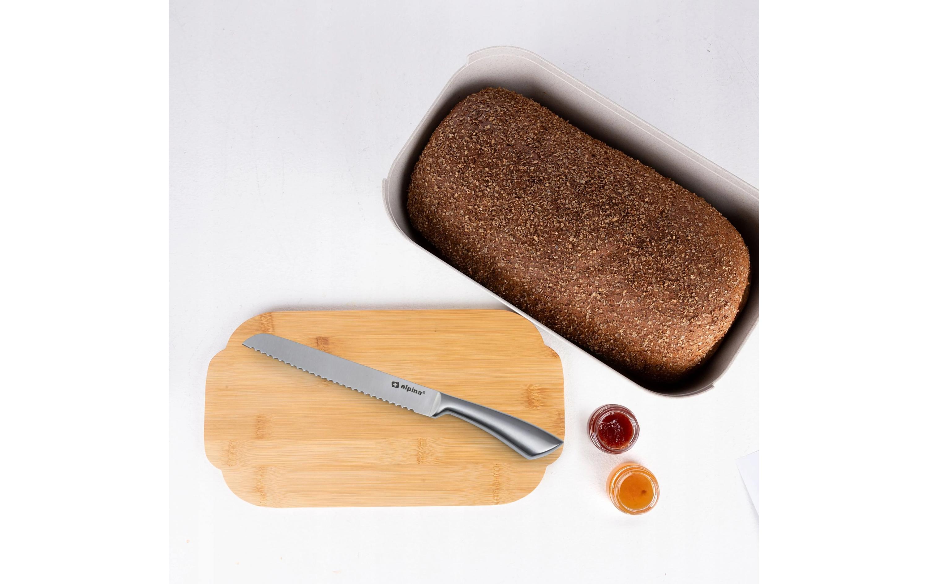 Brotkasten Grau/NatureElegante Brotdose aus Bambus und Melamin für lange Frische