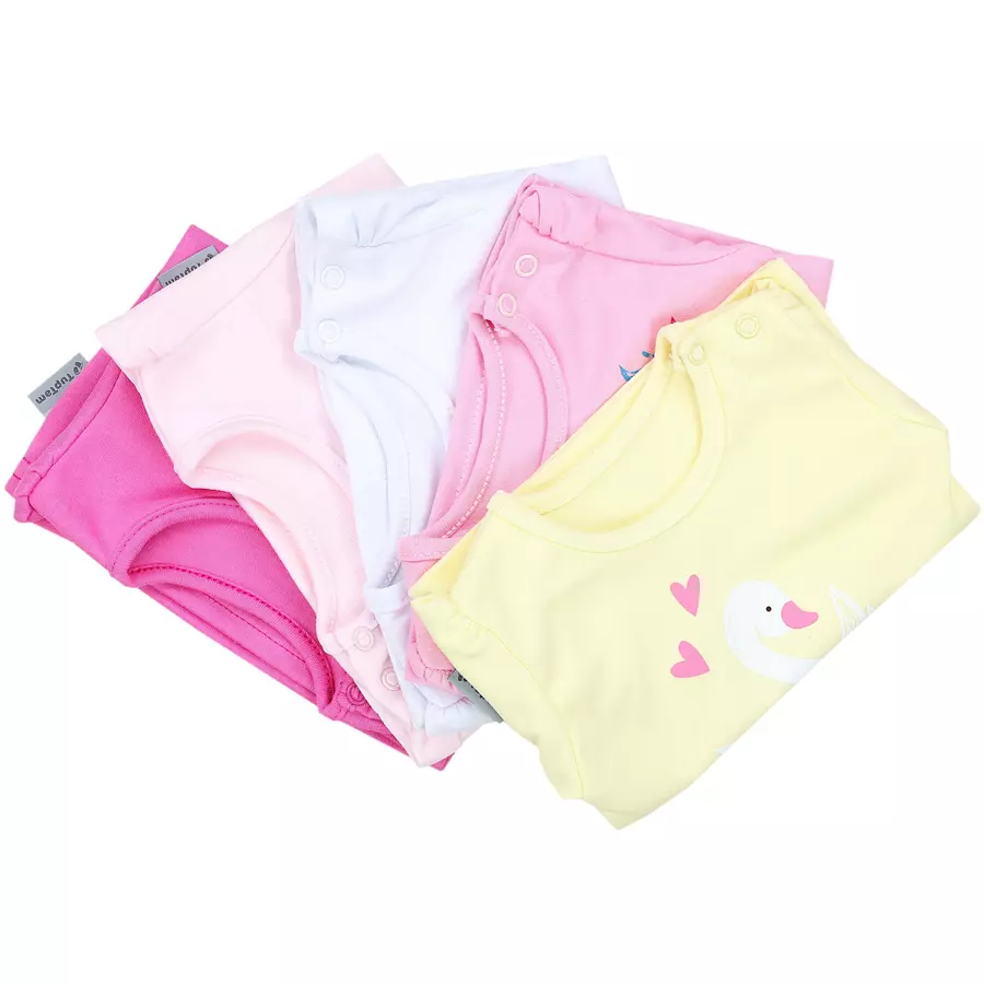 TupTam Baby Mädchen Kurzarm T-Shirt 5er Set rosagelb