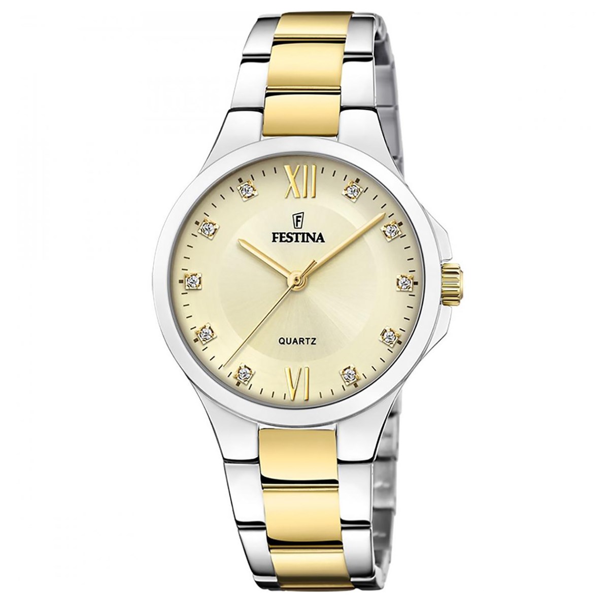 Montre femme Festina acier bicolore cadran champagne