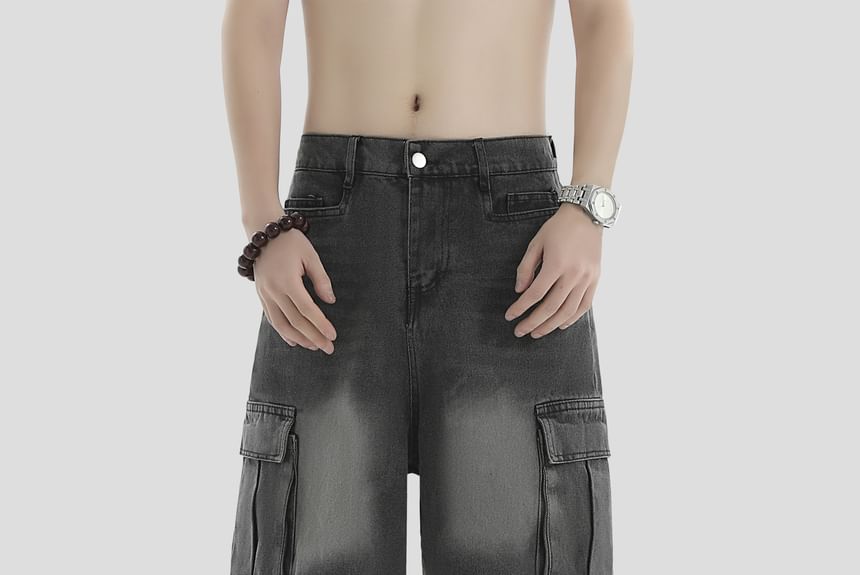 Banash - Losse, gewassen denim shorts met zakken en onafgewerkte zoom