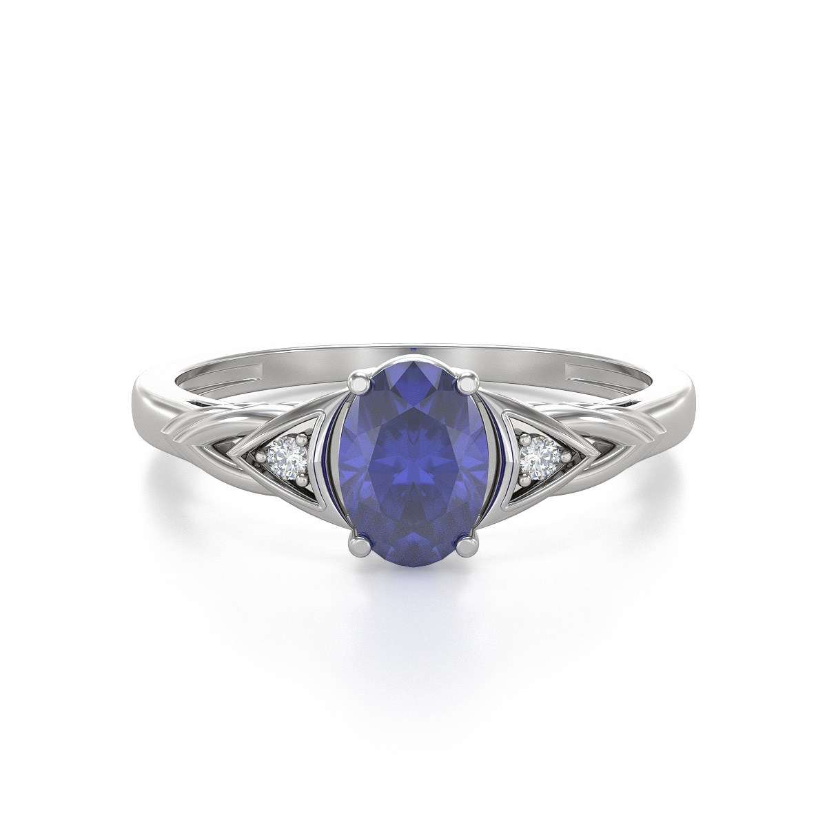 Bague ADEN Or 585 Blanc Tanzanite et diamants 2grs