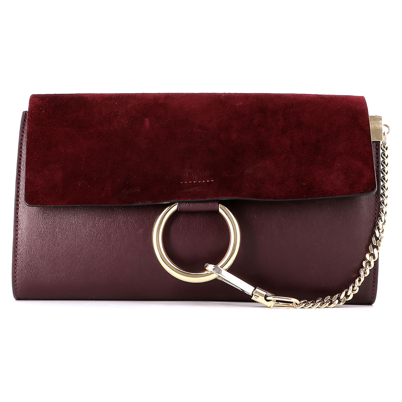 Chloé Sac à main faye GM chloé en Cuir bordeaux Parfait état - 27.5x16 cm