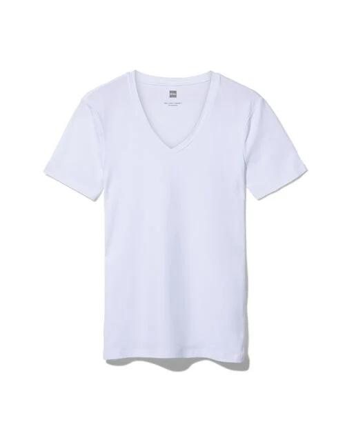 t-shirt homme slim fit col en v profond blanc