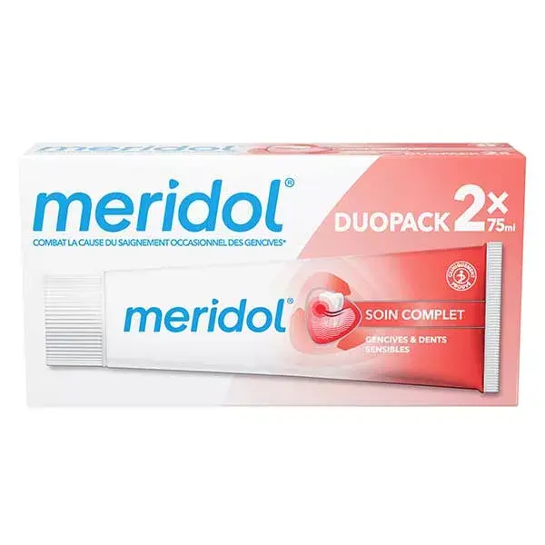 Pasta de dentes Meridol Complete Care, embalagem com 2 unidades de 75ml