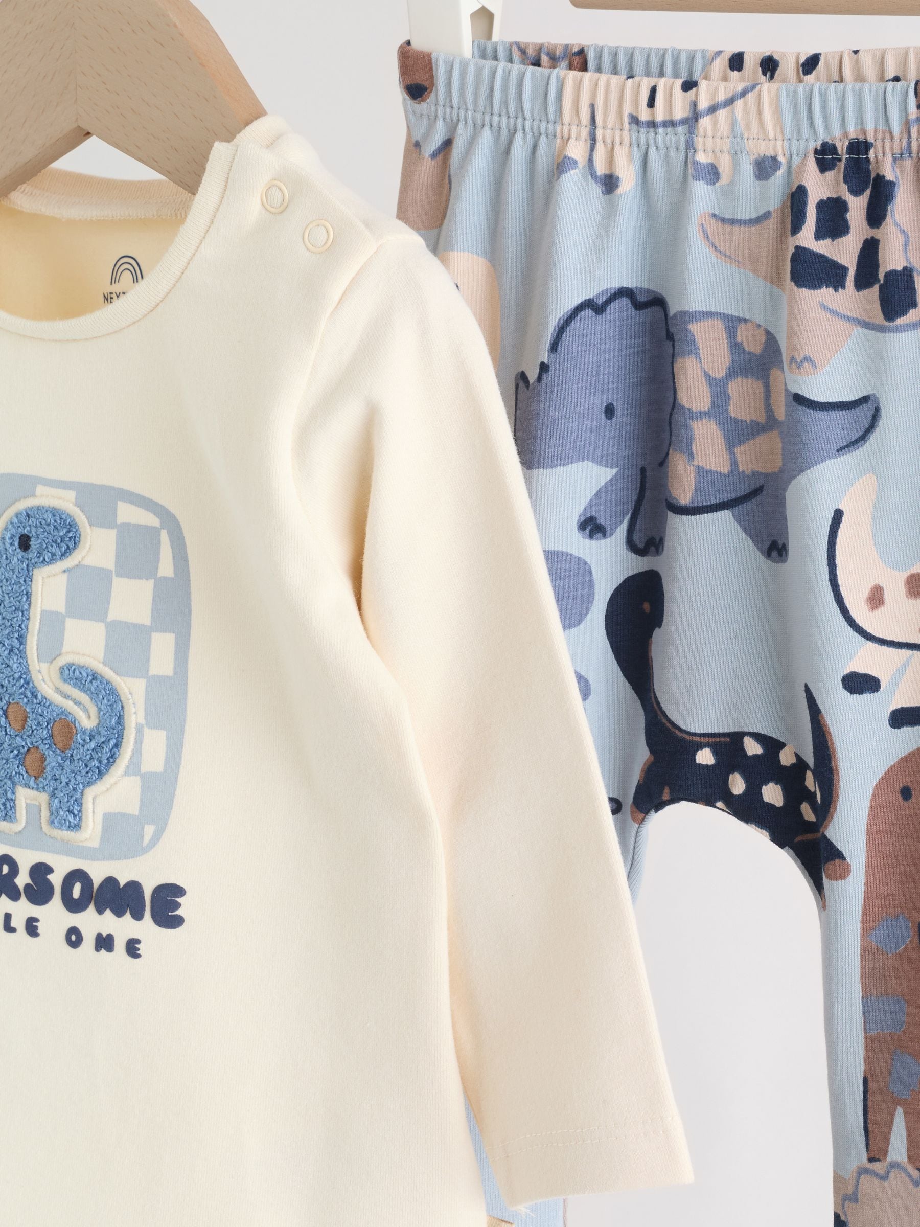 Blauw met dinosaurus - Top en Leggings 2 -delige Babyset (0mnd-3jr)