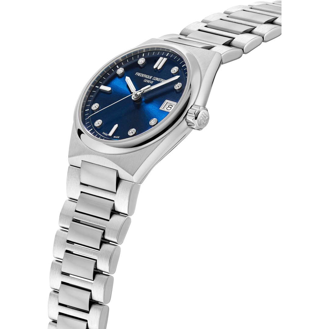 Frederique Constant Highlife Quartz Ladies Diamonds Blau