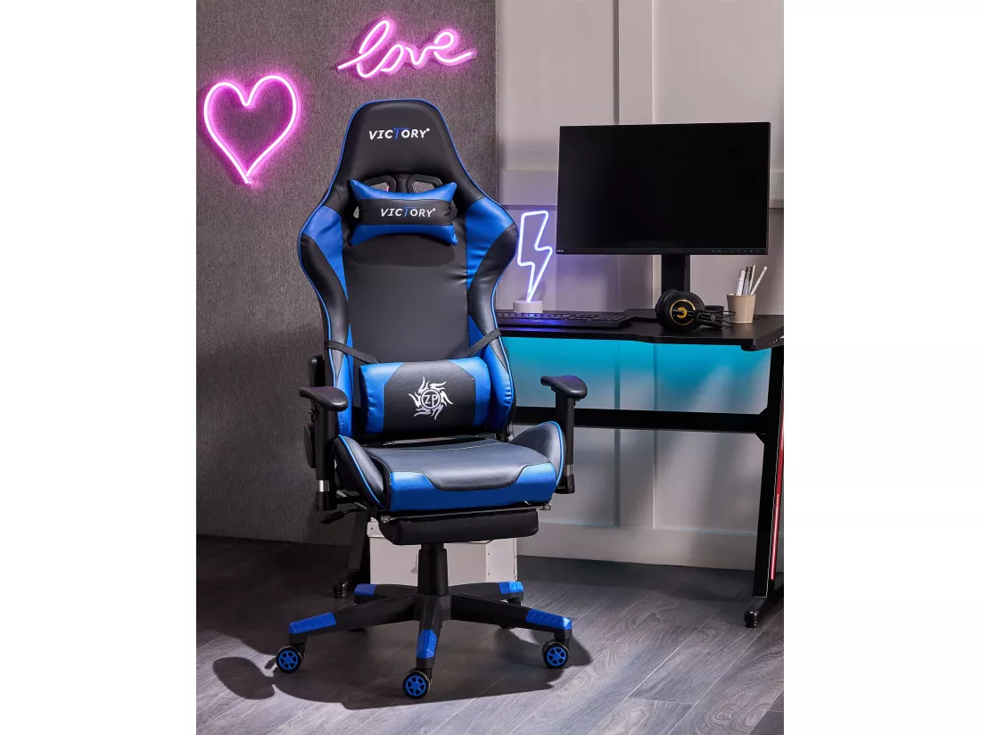 Siège de gaming VICTORY Cuir PU Bleu
