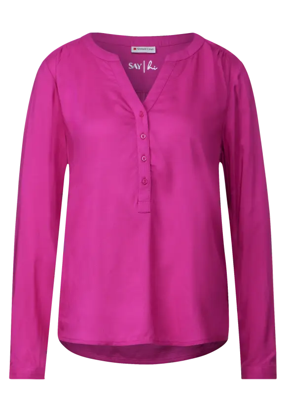 Basic Bluse in Unifarbe - bright cozy pink