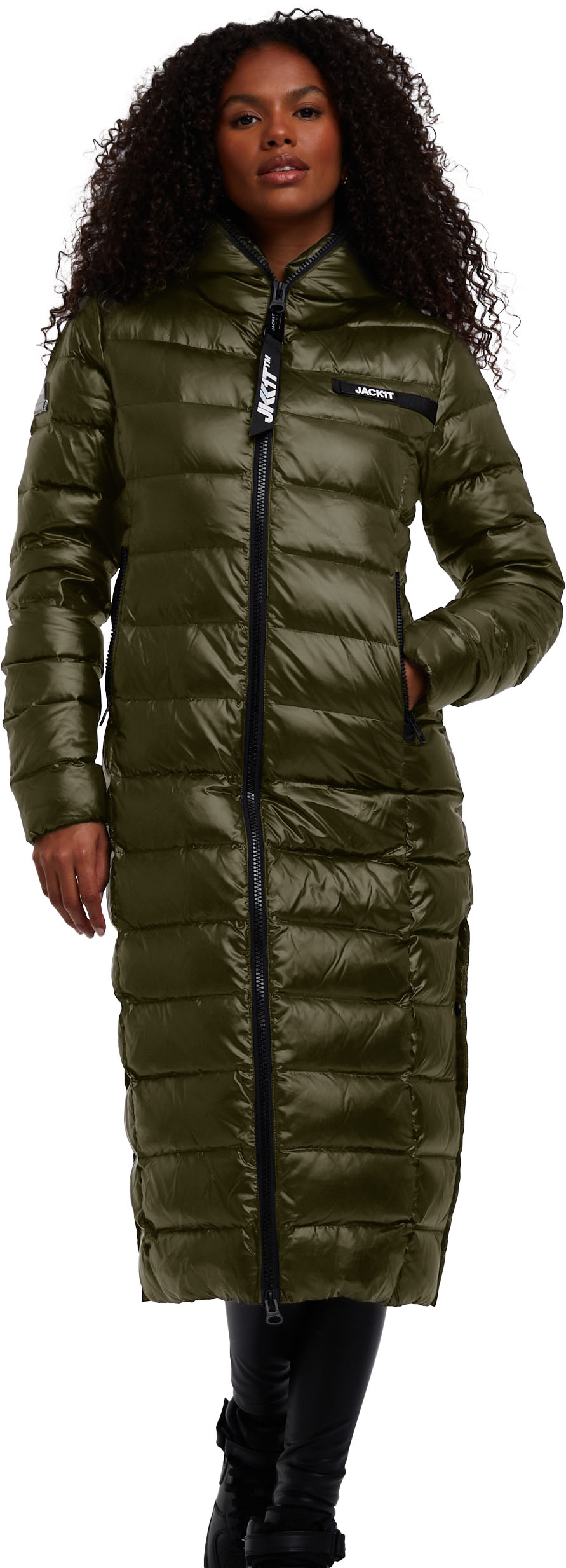 R3D Slick Coat Extra Long Dame Olive