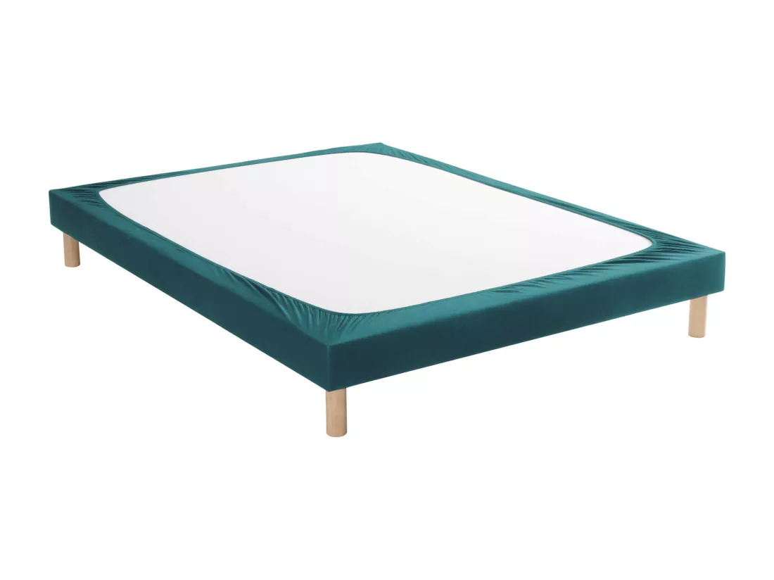 Cache-sommier coton jersey bleu canard 70x200