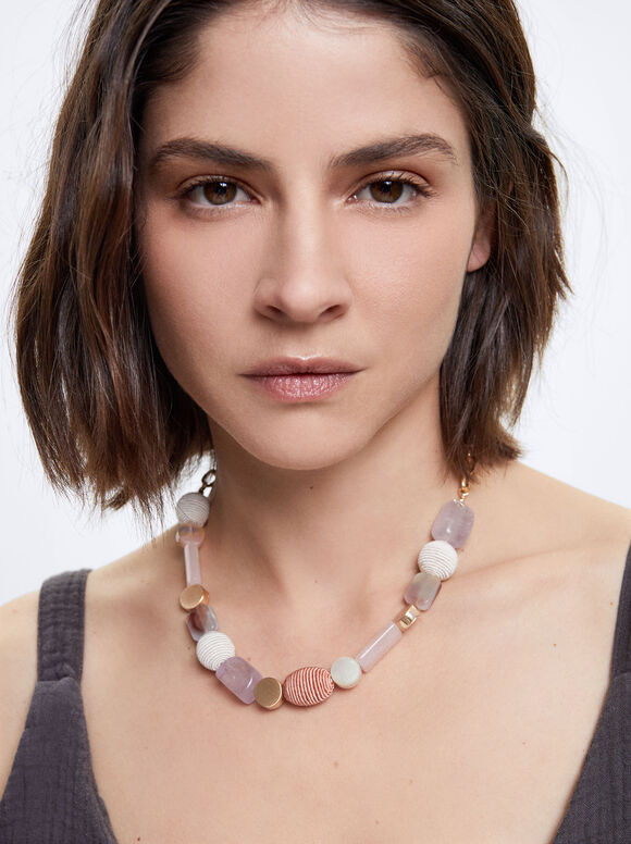 Colar com Pedra Semipreciosa - Multicolorido