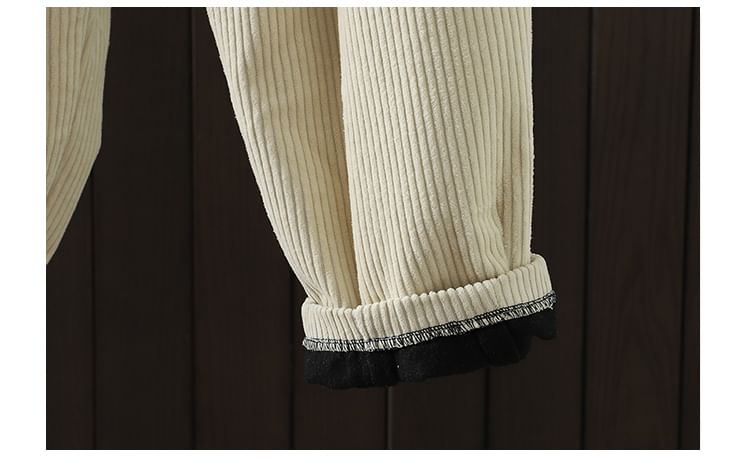 ZIMO - Effen corduroy broek met rechte pijpen en elastische taille, gevoerd met fleece