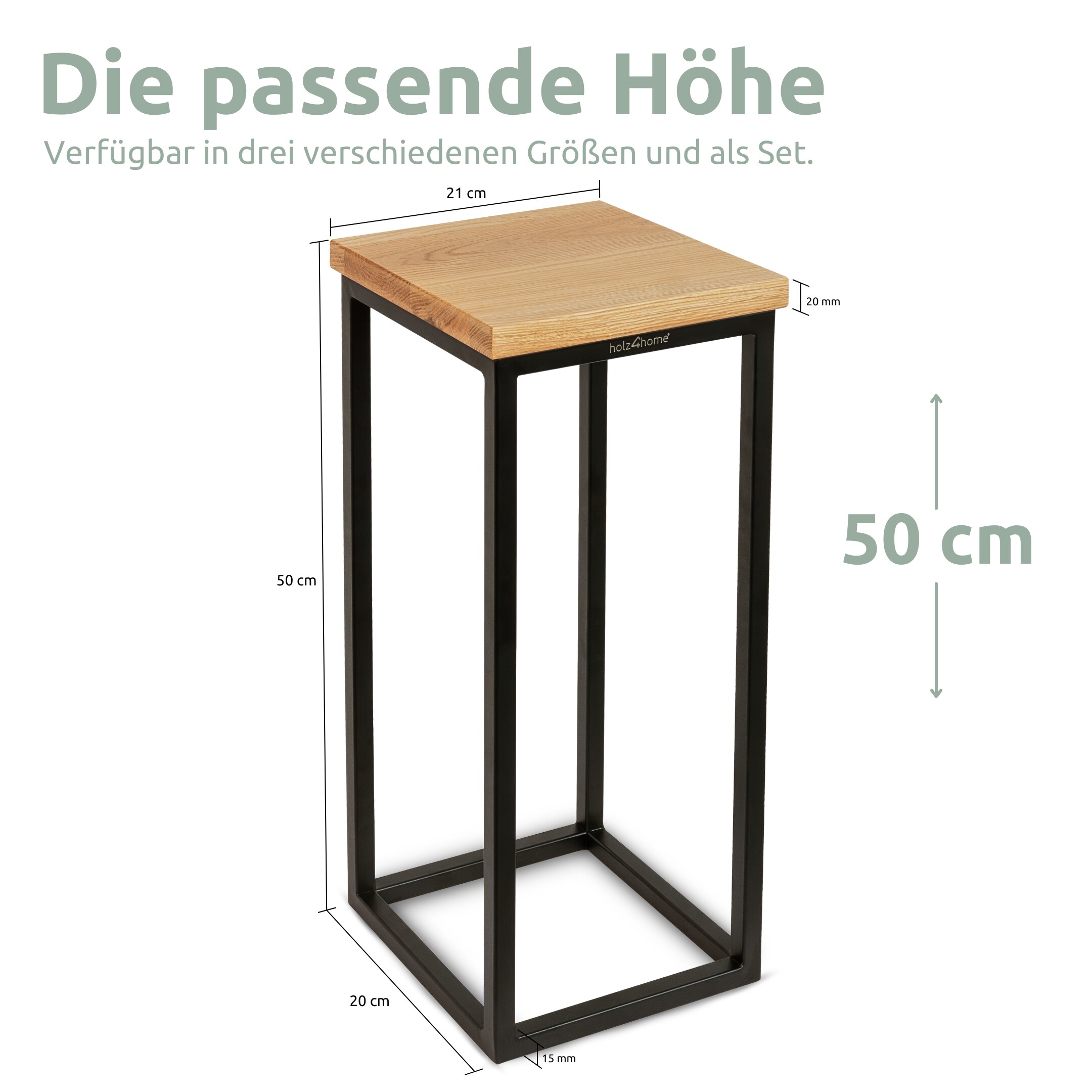 holz4home® Blumenständer Dekoständer Eiche Natur geölt | 50 cm