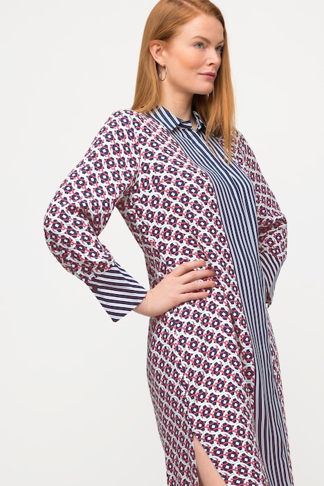 Kleid, Grafik-Design, Hemdkragen, Langarm
