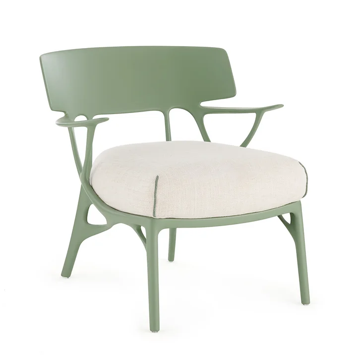 Kartell - A.I. Lounge Chair, grün / weiss (Stoff Panamino)
