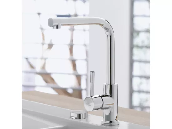 Robinet cuisine VILLEROY ET BOCH Modern Steel acier massif poli + nettoyant