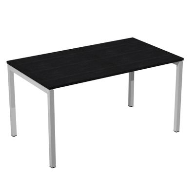 Bureau droit Trend - L140xP80 - 4 pieds métal arche - plateau imitation frêne noir