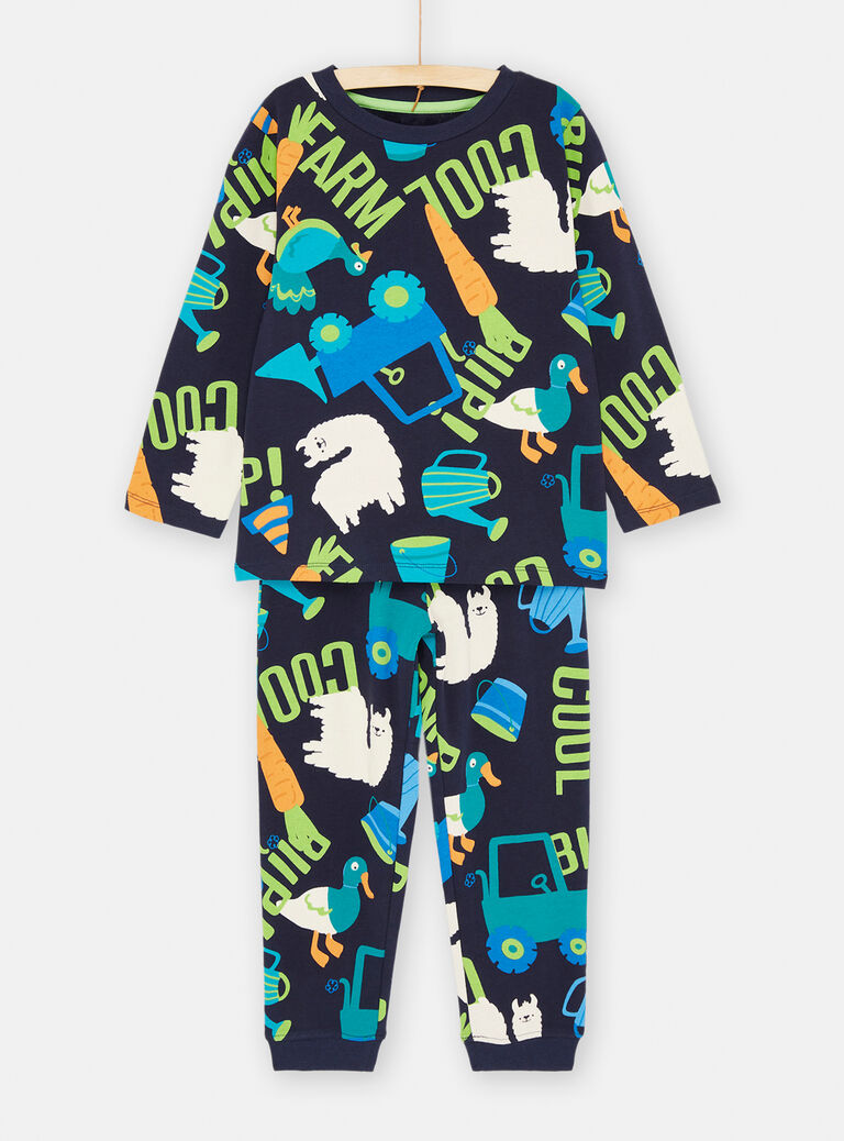 Ensemble pyjama bleu marine à imprimé agriculteur