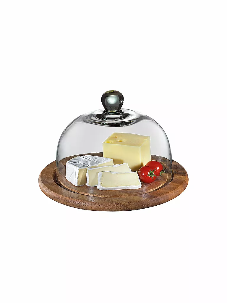 ZASSENHAUS Käseglocke mit Glasdeckel Akazie 25cm braun