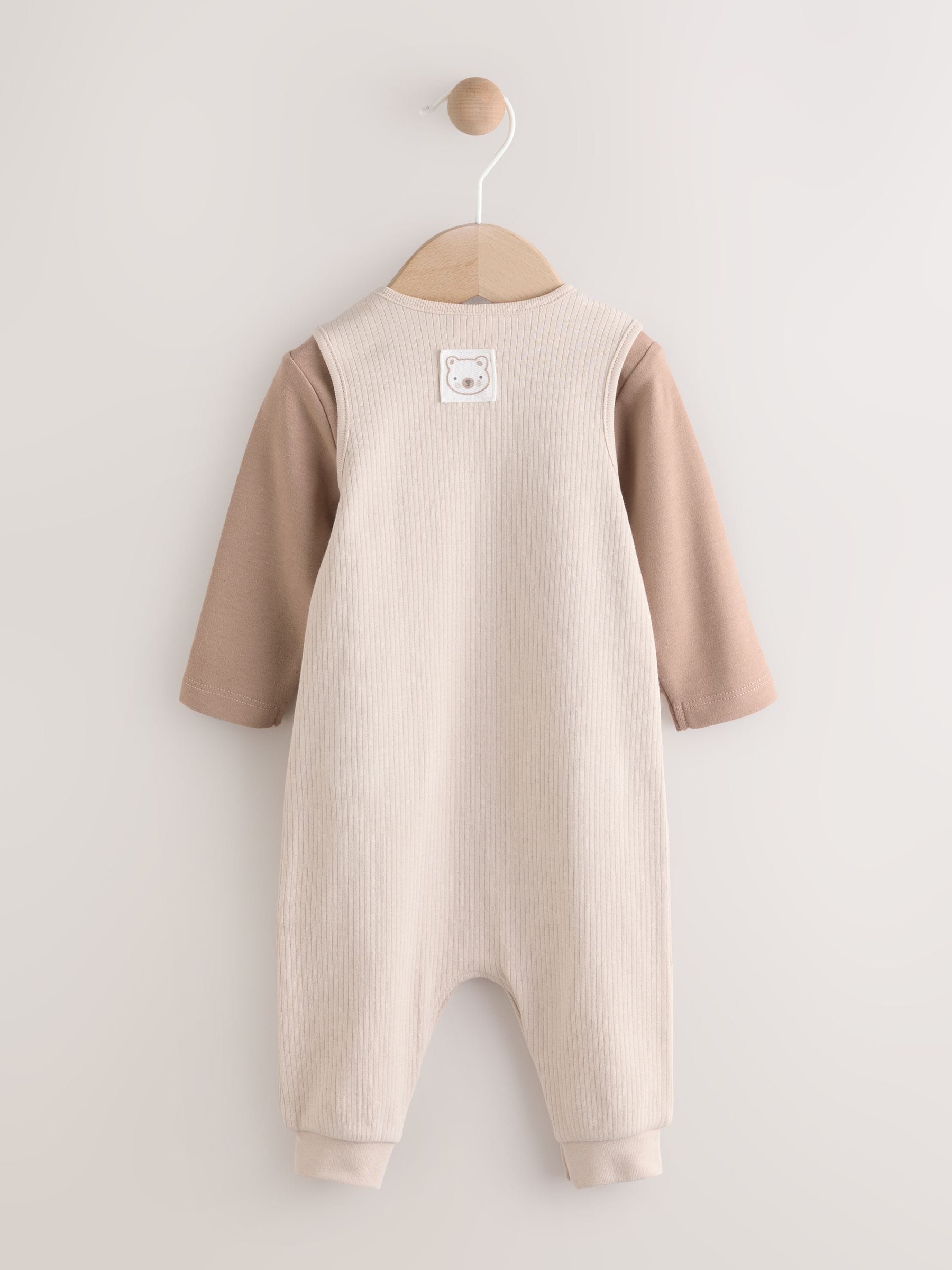 Neutraal - Jersey tuinbroek en rompertje babyset (0mnd-2jr)