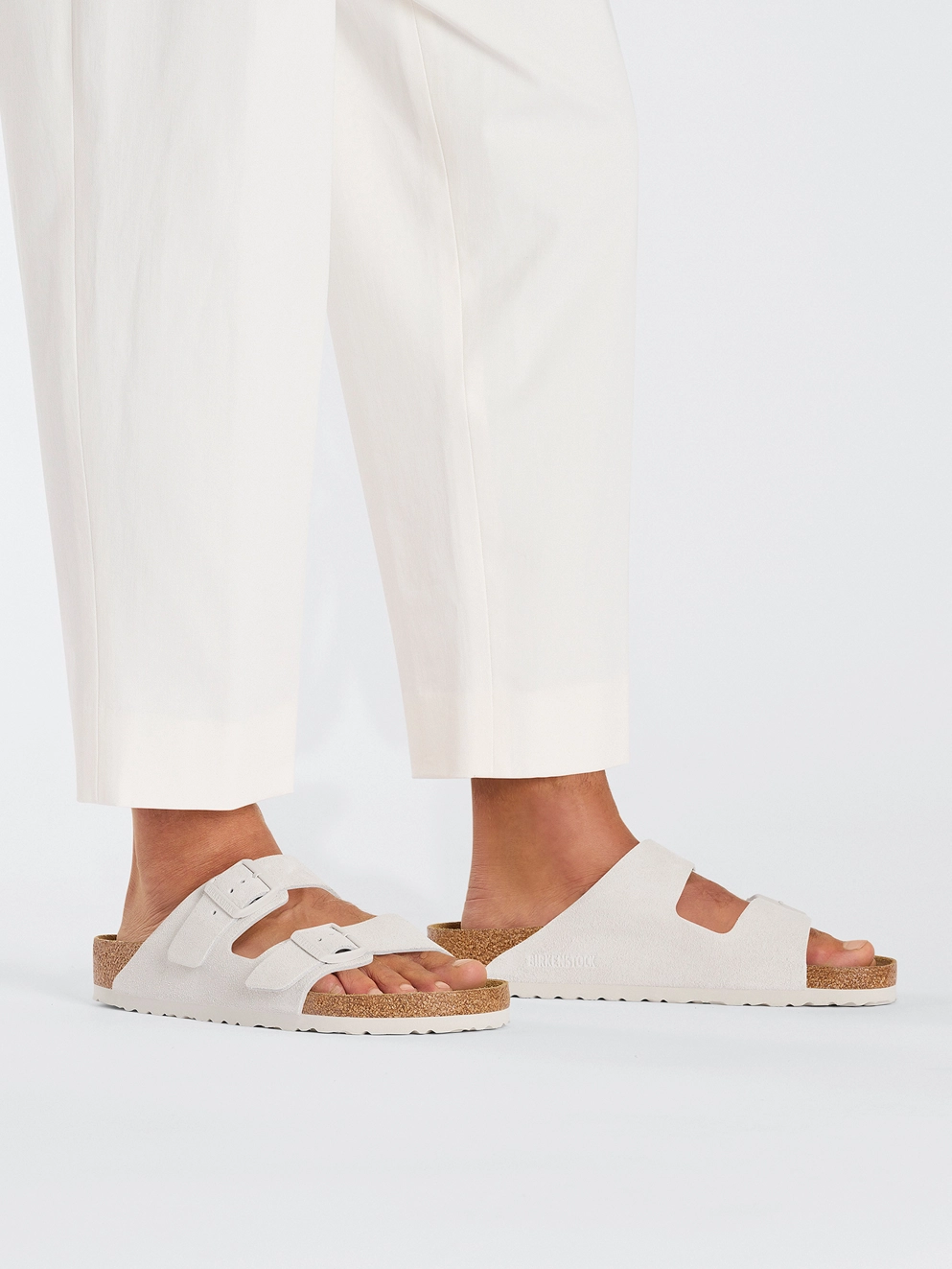 Birkenstock Arizona Suede Leather Sandals antique white