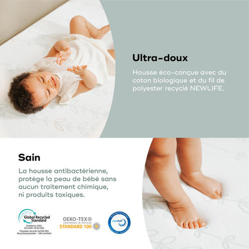 Matelas Cosy'Lite antibactérien 70x140 cm Blanc - BABYMOOV