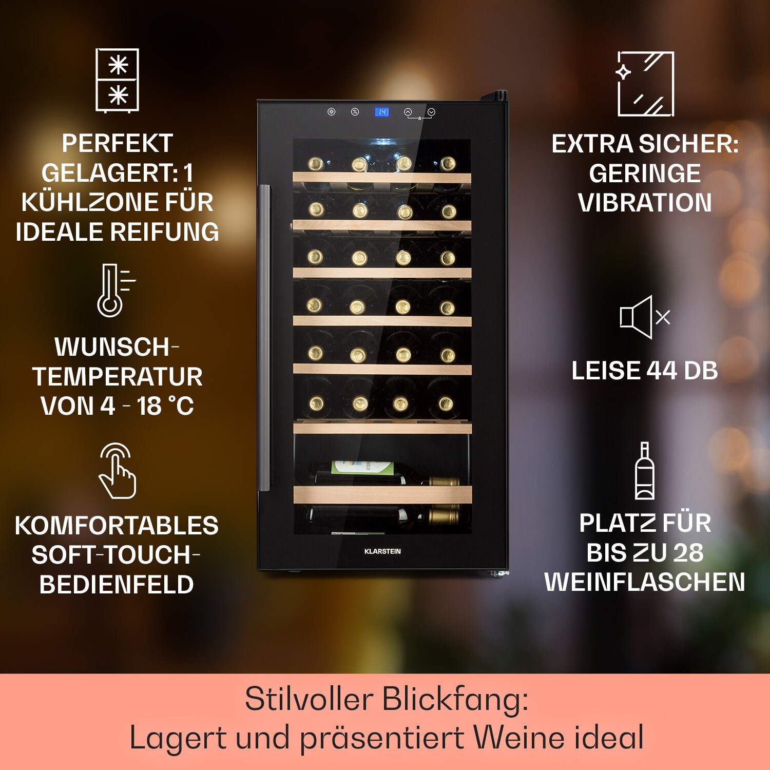 Barossa 29 Uno Weinkühlschrank 1 Zone 88 Ltr / 28 Fl Touch-Display