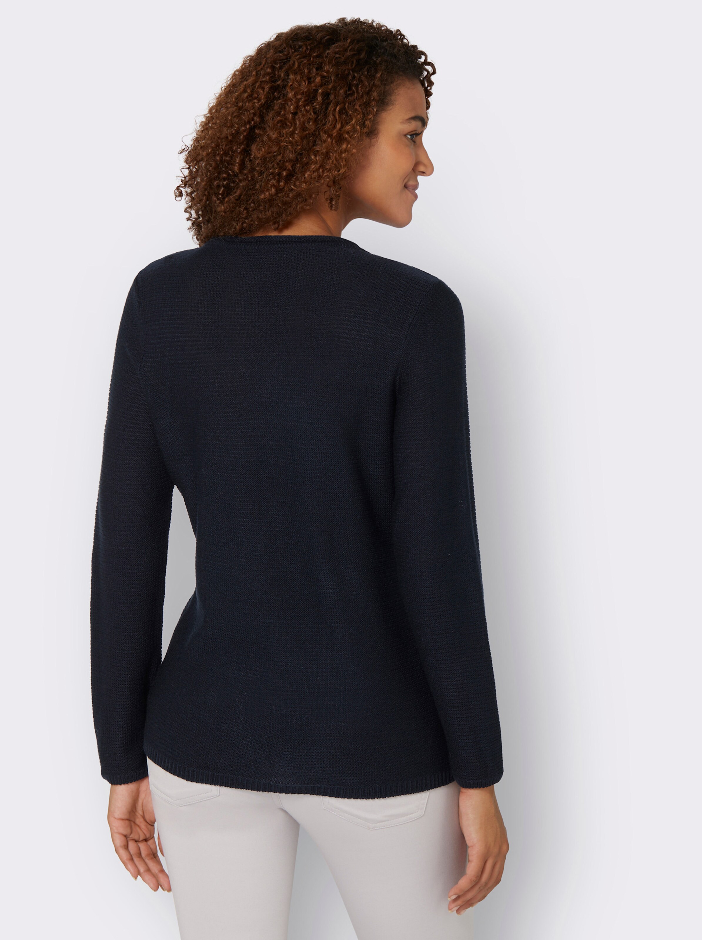 Langarm-Pullover mit asymmetrischem Saum