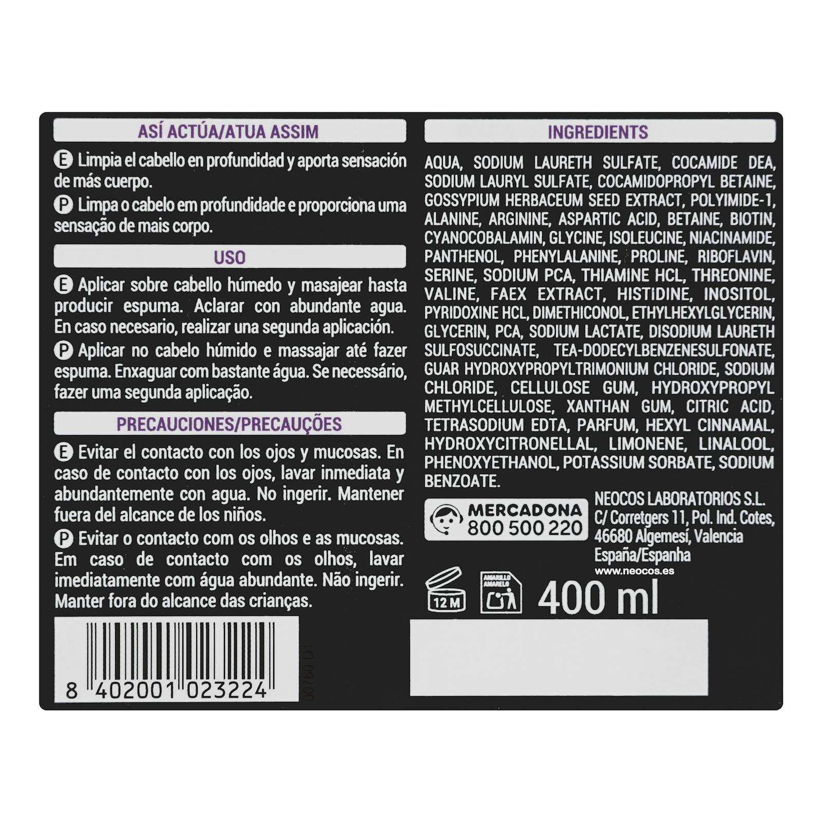Shampooing Deliplus Volume pour cheveux fins et mous