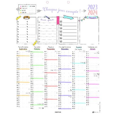 Calendrier Bullet - 6 mois par face - 32 x 42 cm - Oberthur
