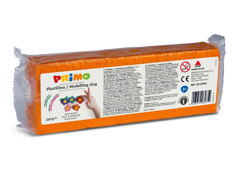 Primo Knetmasse 550 g, Orange Knetblock perfekt um Formen zu gestalten