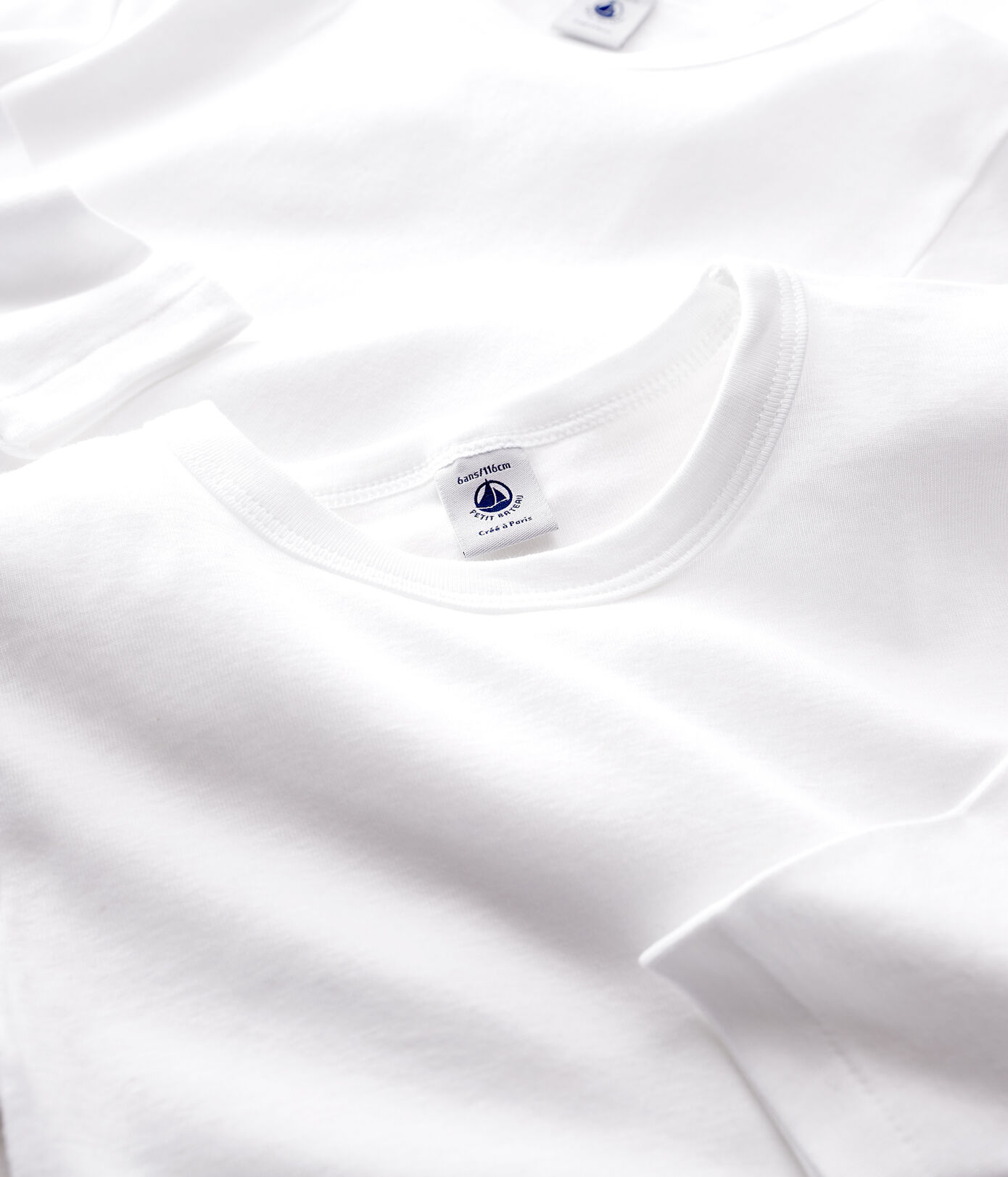 Lots de 2 tee-shirts manches longues blancs petit garçon