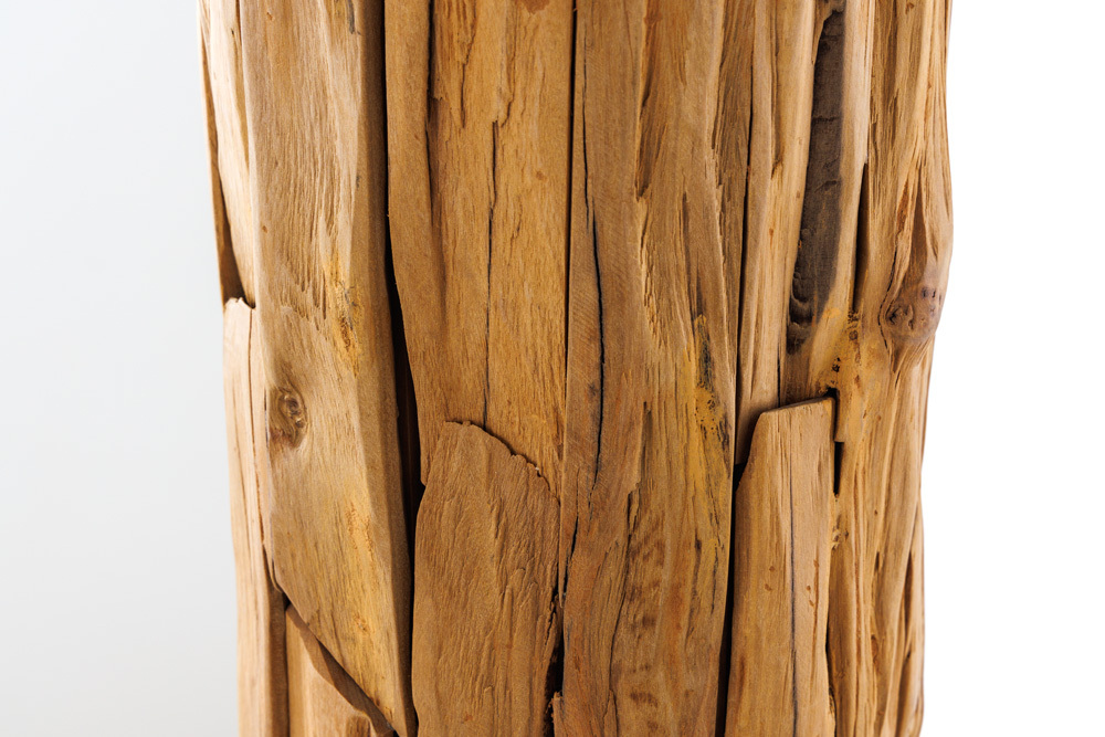Design Stehlampe ROOTS 160cm Treibholz Leinenschirm beige handmade