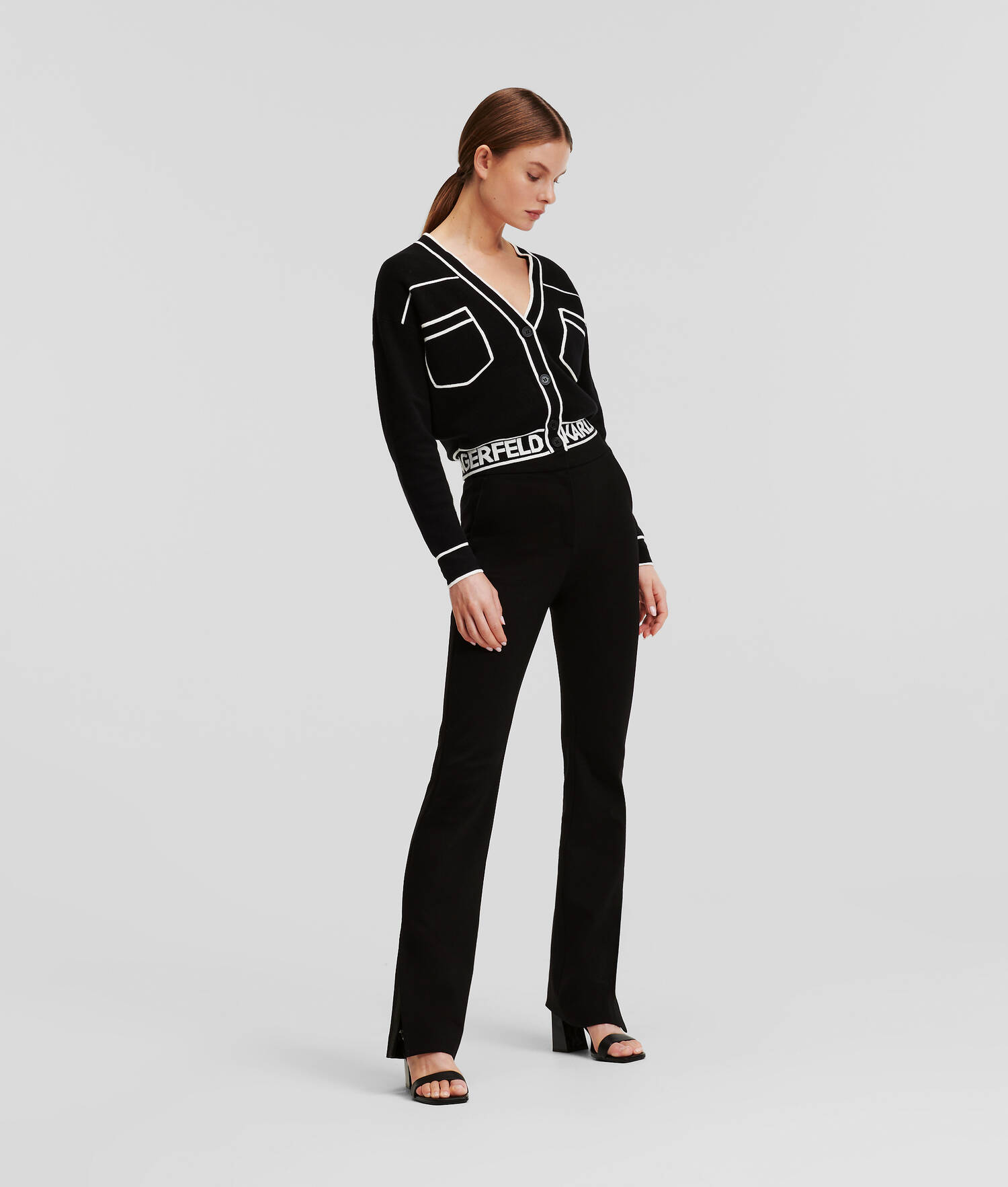 CARDIGAN CROPPED AVEC LOGO KARL