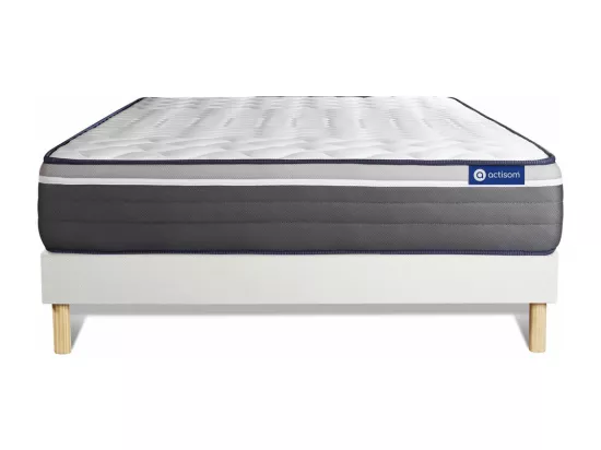 Ensemble matelas ACTIFLEX PLUS 200x200 Ressorts ensachés+Mémoire de forme Maxi épaisseur 7zones confort + sommier KIT blanc